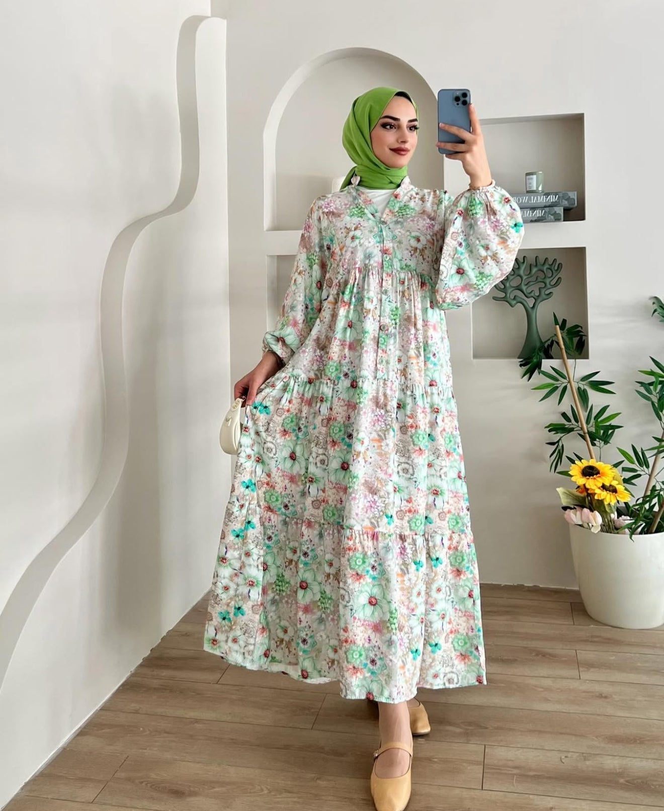 Talya Çiçek Desenli Mango Dress