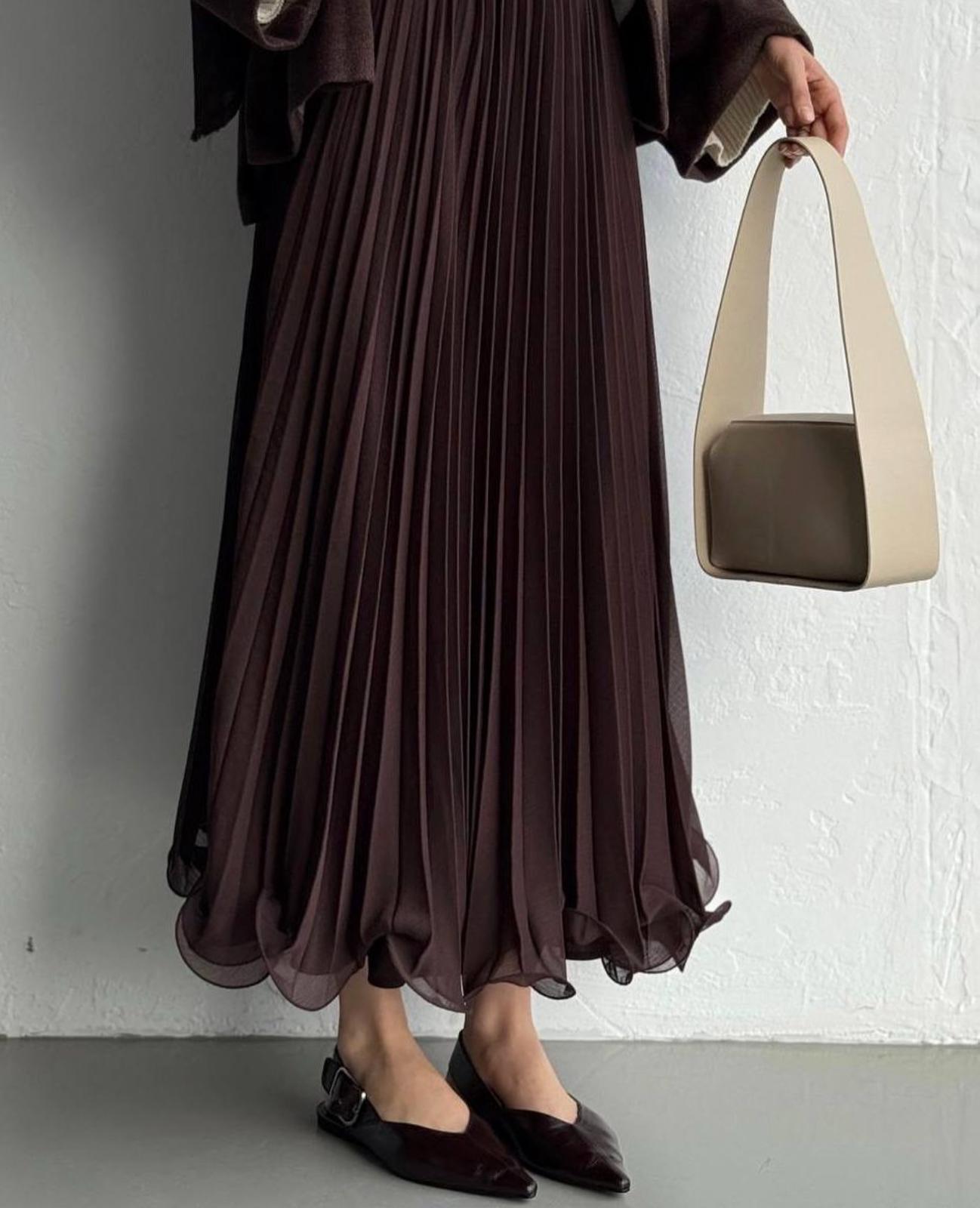 Chiffon pliseli Skirt